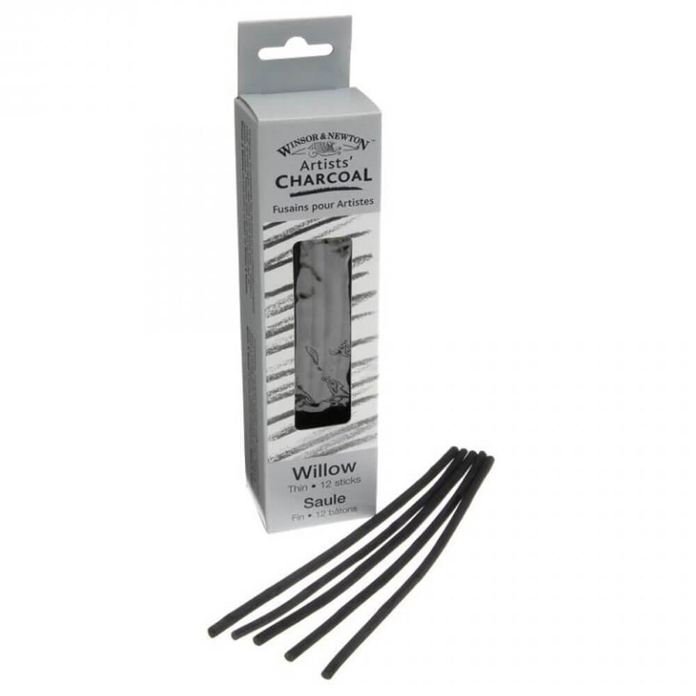 Winsor and Newton Artists' Willow Charcoal - Thin 12 Sticks